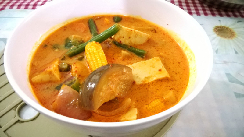 veg red thai curry with tofu