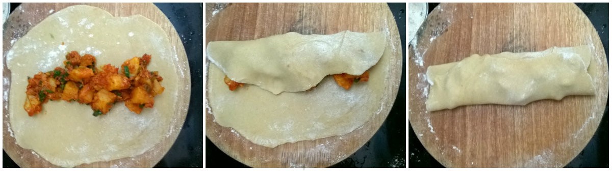 schezwan potato pockets collage
