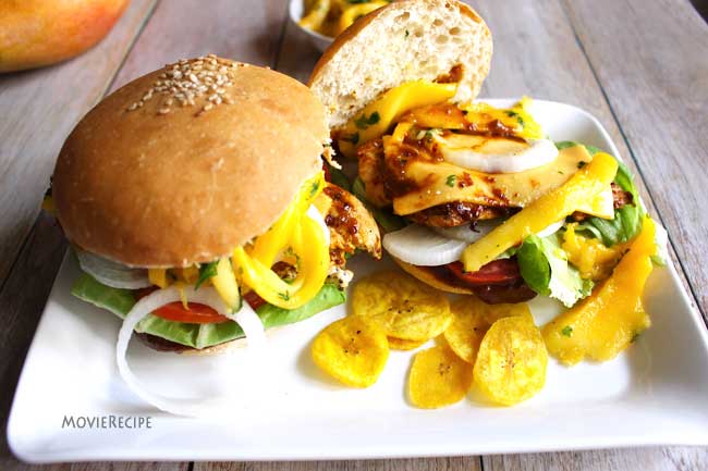 mango bbq chicken burgers