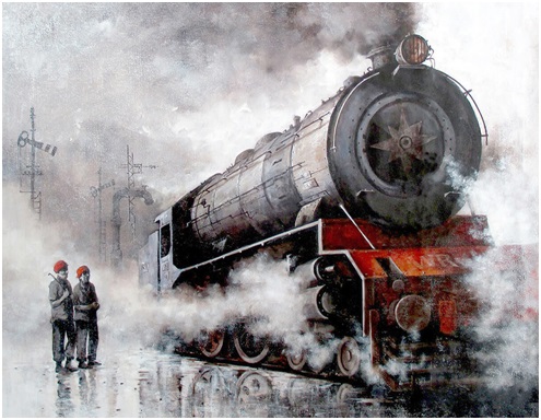 Wall Paintings: steam engine painting