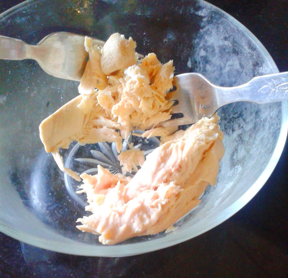 poached shredded chicken