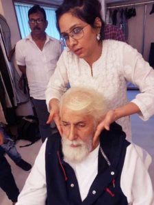 Preetisheel Singh working-on-Amitabh-Bachchan's look on the sets of 102 Not Out.